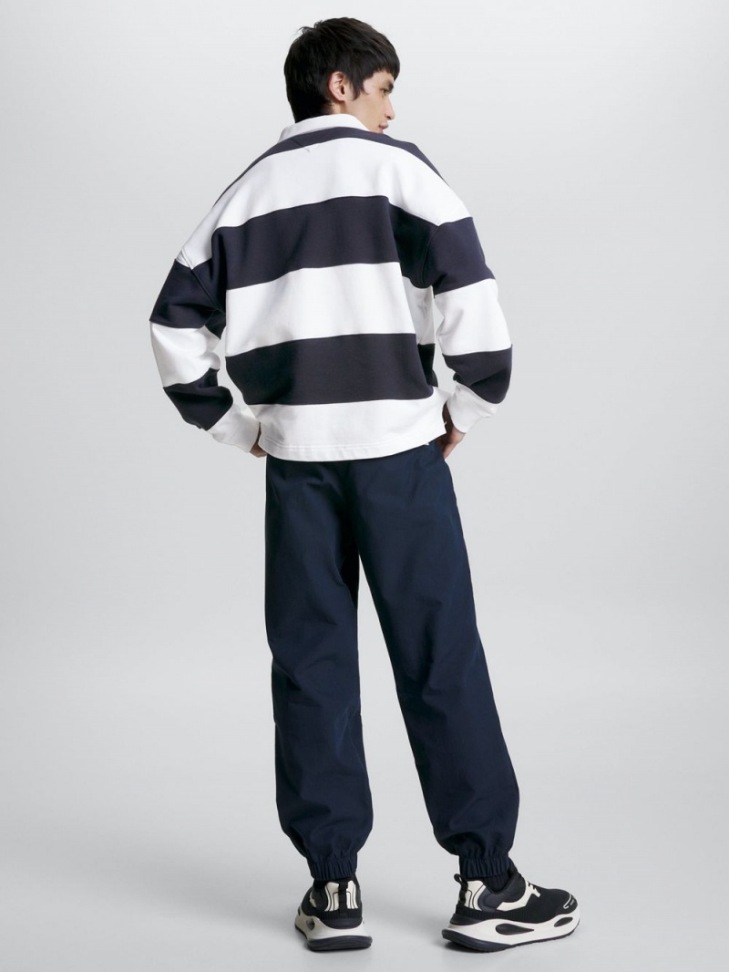 Tommy Hilfiger Archive Stripe Relaxed Rugby Skjorta Herr Marinblå Vita | 875-YCMBPK