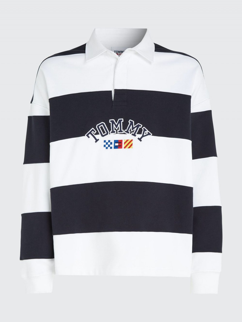 Tommy Hilfiger Archive Stripe Relaxed Rugby Skjorta Herr Marinblå Vita | 875-YCMBPK