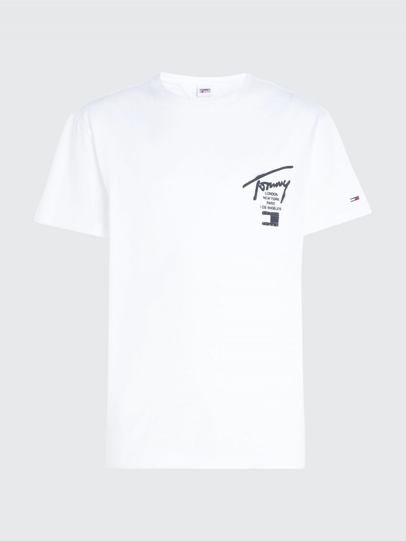 Tommy Hilfiger Back Logo Klassiska Fit T-shirt Herr Vita | 120-AQPLMY