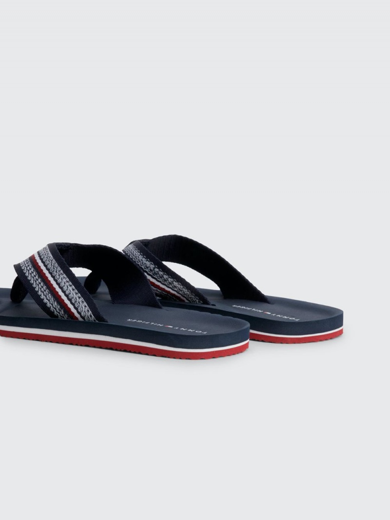 Tommy Hilfiger Bekvämlighet Signature Flip-Flops Sandaler Herr Blå | 917-FAMBES