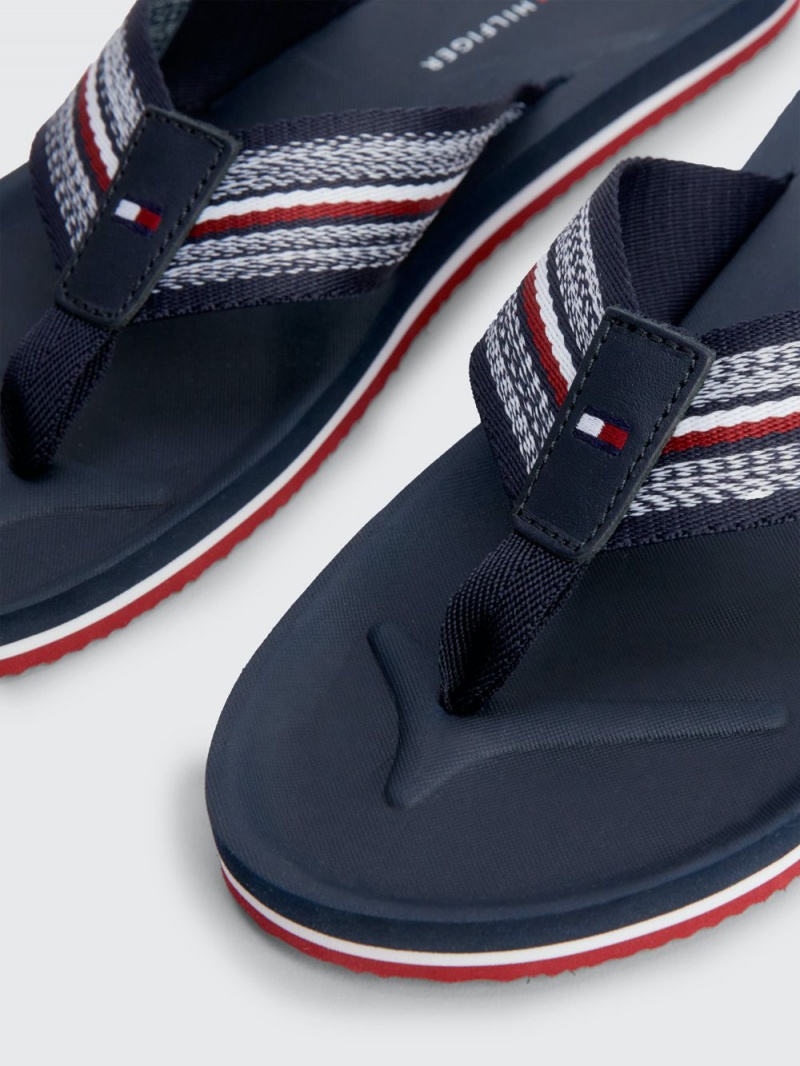 Tommy Hilfiger Bekvämlighet Signature Flip-Flops Sandaler Herr Blå | 917-FAMBES