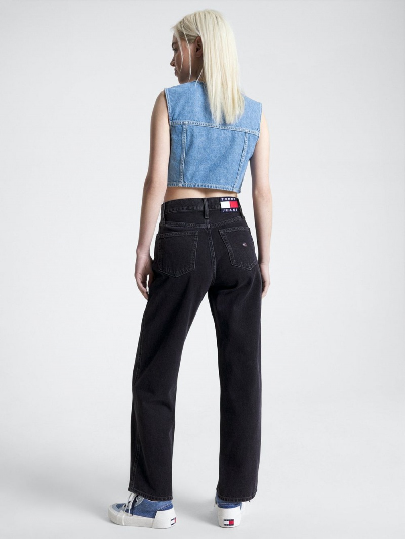 Tommy Hilfiger Betsy Mid Rise Baggy Black Jeans Dam Svarta | 684-ZILDOX