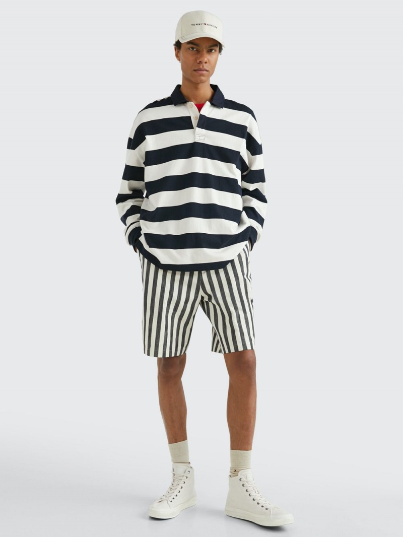 Tommy Hilfiger Block Stripe Archive Fit Rugby Skjorta Herr Marinblå Vita | 397-OYVEDI