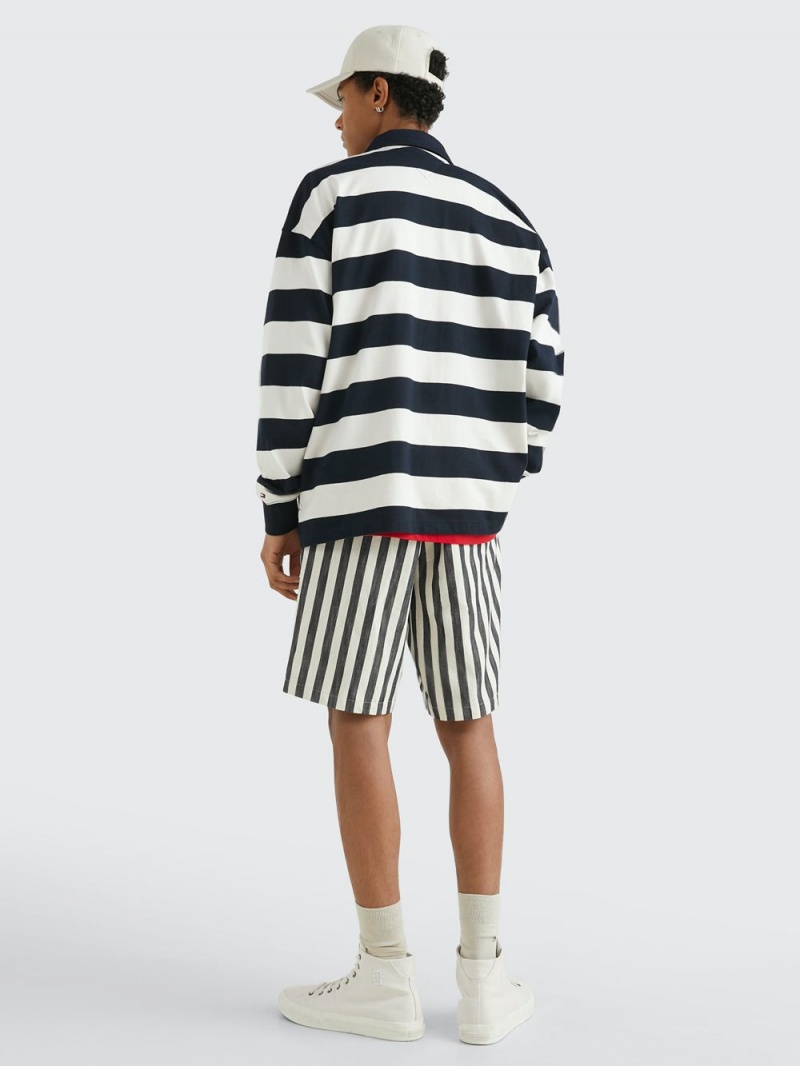 Tommy Hilfiger Block Stripe Archive Fit Rugby Skjorta Herr Marinblå Vita | 397-OYVEDI