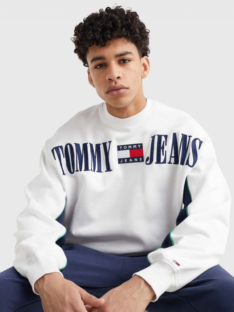 Tommy Hilfiger Boxy Archive Crew Tröjor Herr Vita | 682-WHMLRI