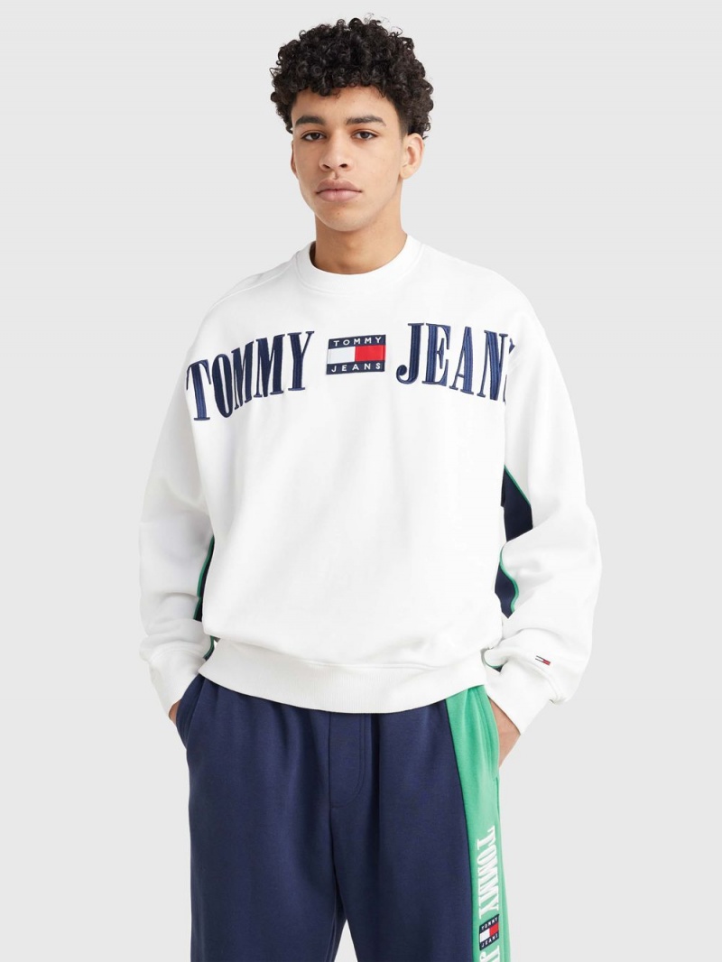 Tommy Hilfiger Boxy Archive Crew Tröjor Herr Vita | 682-WHMLRI