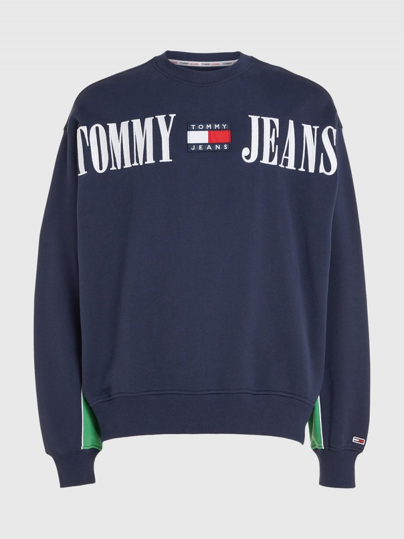 Tommy Hilfiger Boxy Archive Crew Tröjor Herr Marinblå | 625-SONLVK