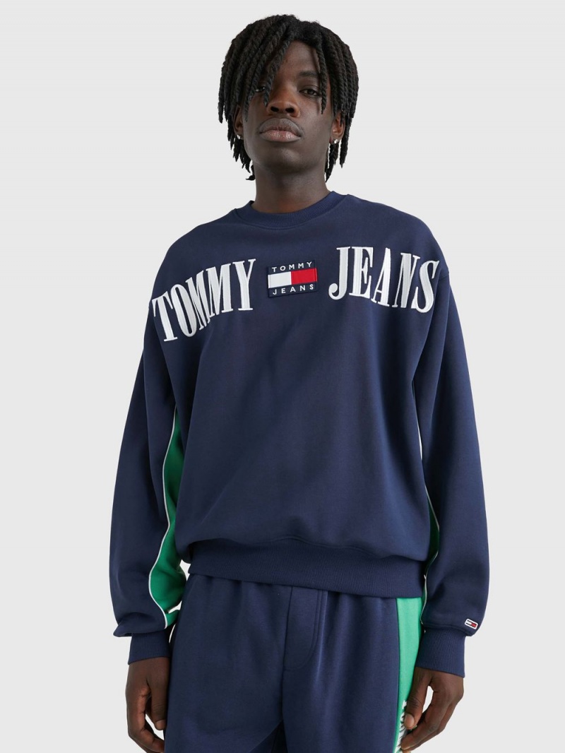 Tommy Hilfiger Boxy Archive Crew Tröjor Herr Marinblå | 625-SONLVK