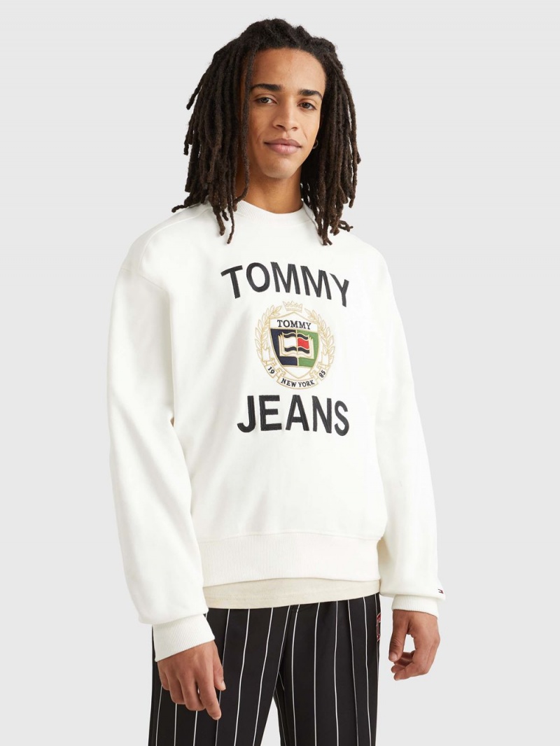 Tommy Hilfiger Boxy Fit Logo Tröjor Herr Vita | 126-GODWBL