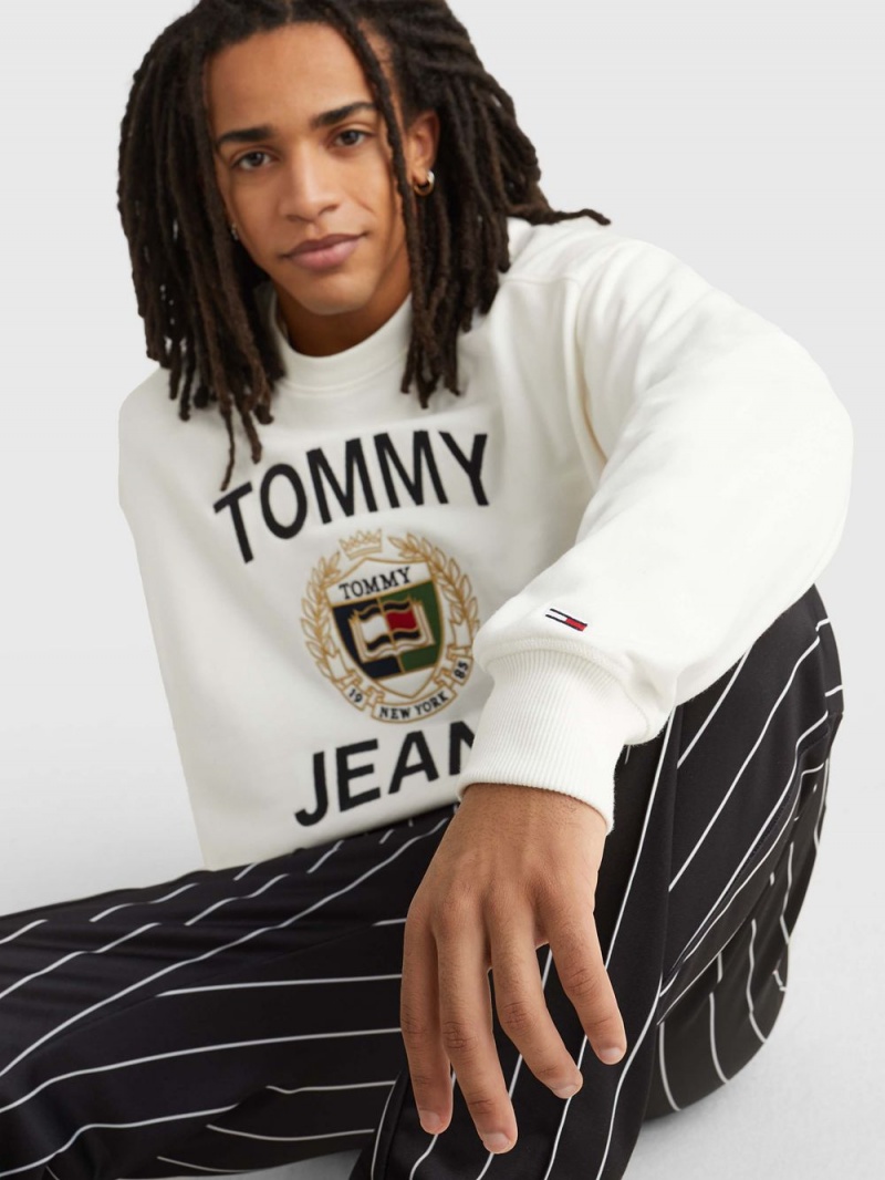 Tommy Hilfiger Boxy Fit Logo Tröjor Herr Vita | 126-GODWBL