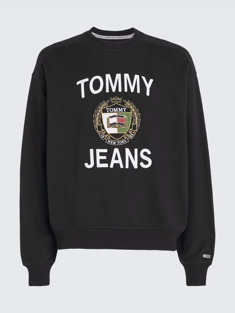 Tommy Hilfiger Boxy Fit Logo Tröjor Herr Svarta | 492-GPAVIK