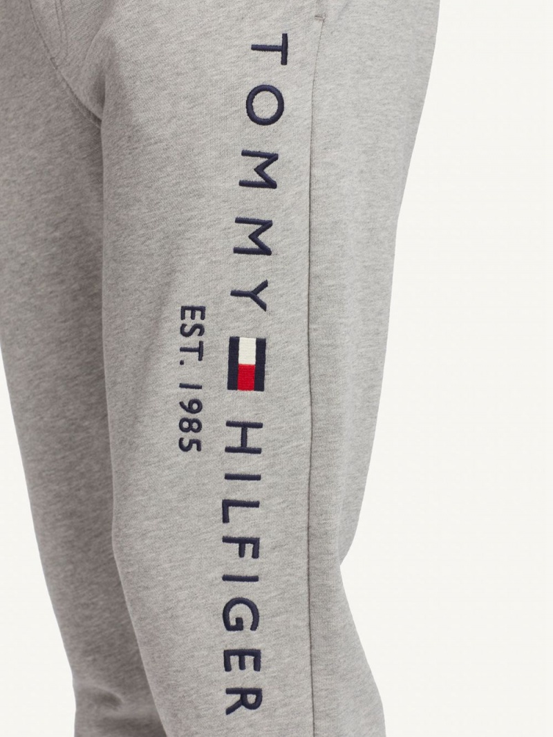 Tommy Hilfiger Branded Leg Organic Bomull Mjukisbyxor Herr Ljusgrå | 375-IUFDLT