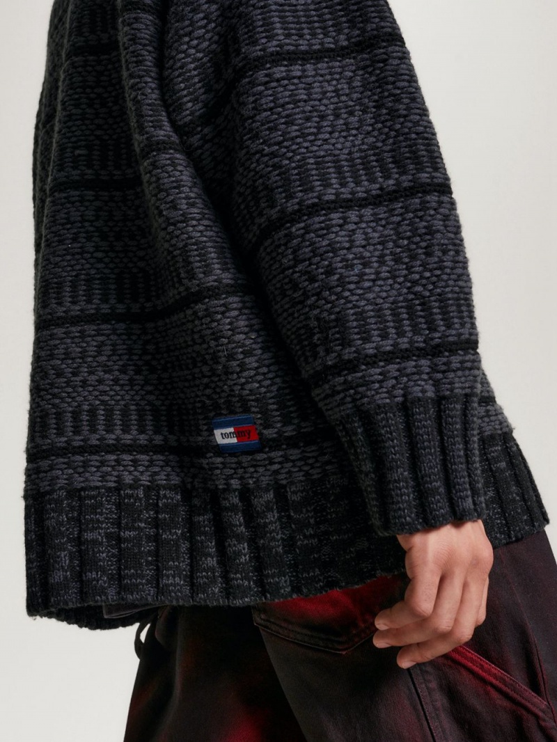 Tommy Hilfiger Cable Knit Tryck Oversized Jumpers Dam Svarta | 536-MWFHAB