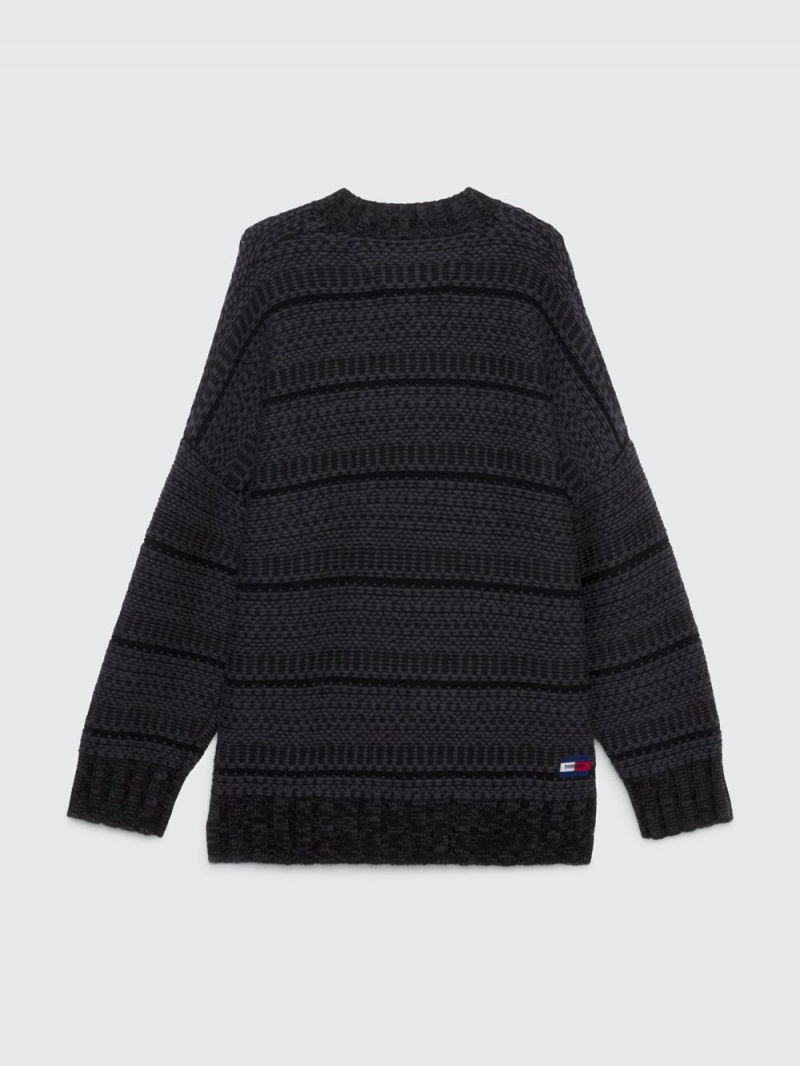 Tommy Hilfiger Cable Knit Tryck Oversized Jumpers Dam Svarta | 536-MWFHAB