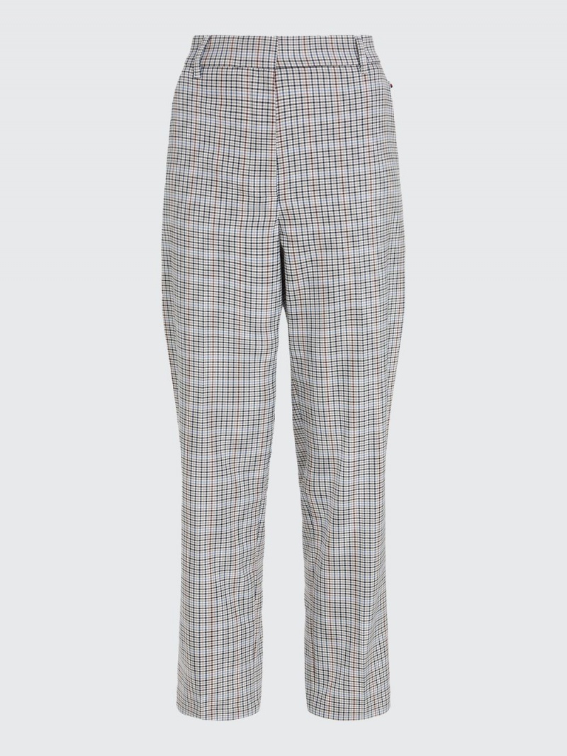 Tommy Hilfiger Check Tapered Fit Twill Byxor Dam Blå | 482-VAKQFS