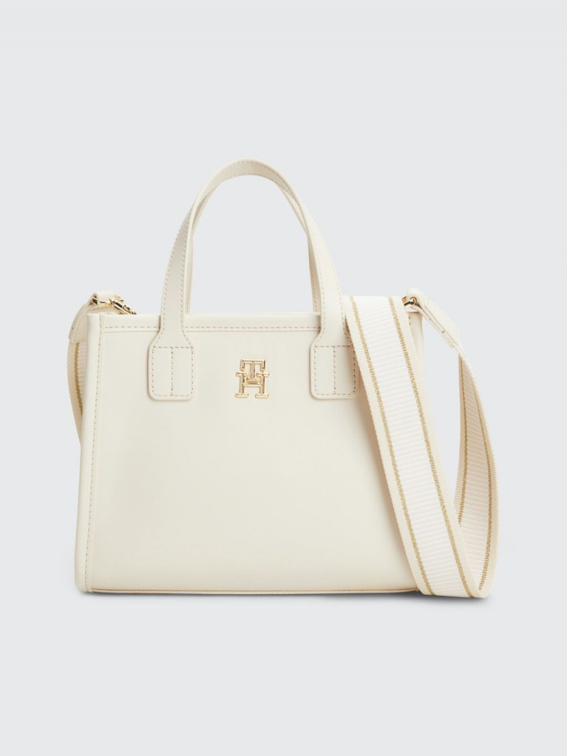 Tommy Hilfiger City Small Monogram Tote Väskor Dam Beige | 603-ZMXOSQ