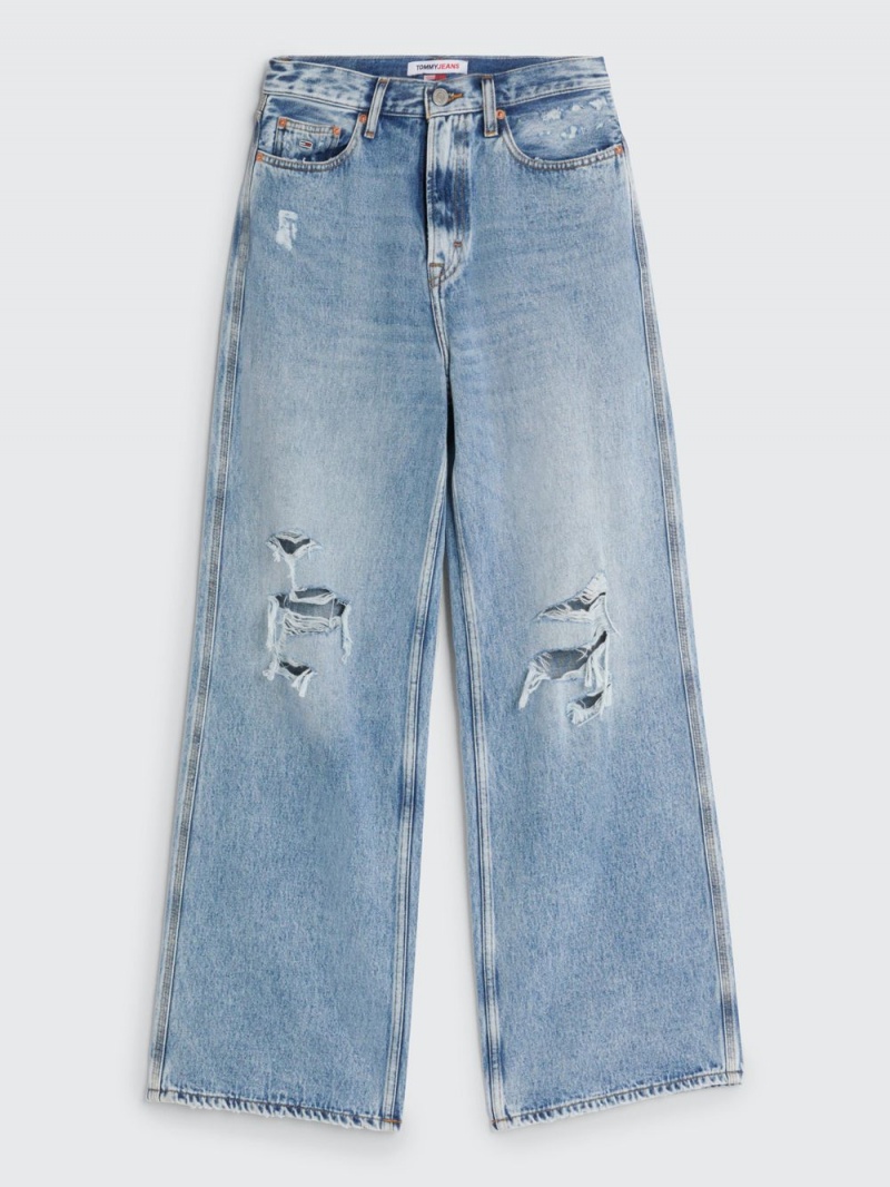 Tommy Hilfiger Claire High Rise Breda Leg Ripped Jeans Dam Blå | 975-PRFNSJ