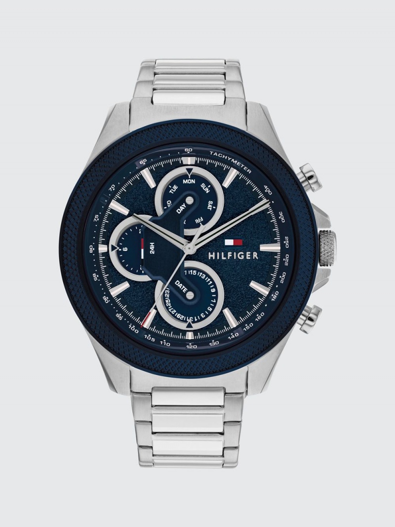 Tommy Hilfiger Clark Stainless Steel Navy Dial Klocka Herr Marinblå | 673-XOCPQH