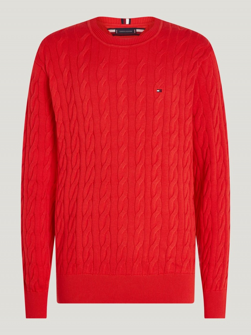 Tommy Hilfiger Classics Cable Knit Relaxed Fit Jumpers Herr Röda | 570-GUTWCR