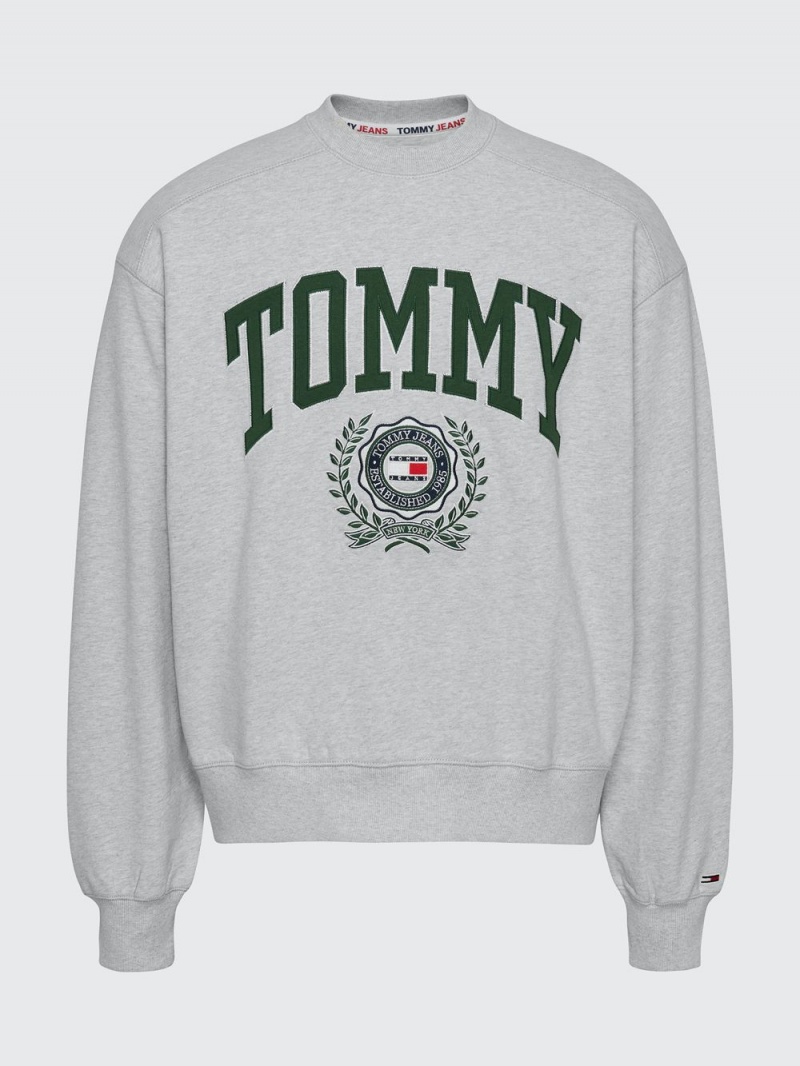 Tommy Hilfiger College Boxy Fit Logo Tröjor Herr Grå | 721-OHKAZG