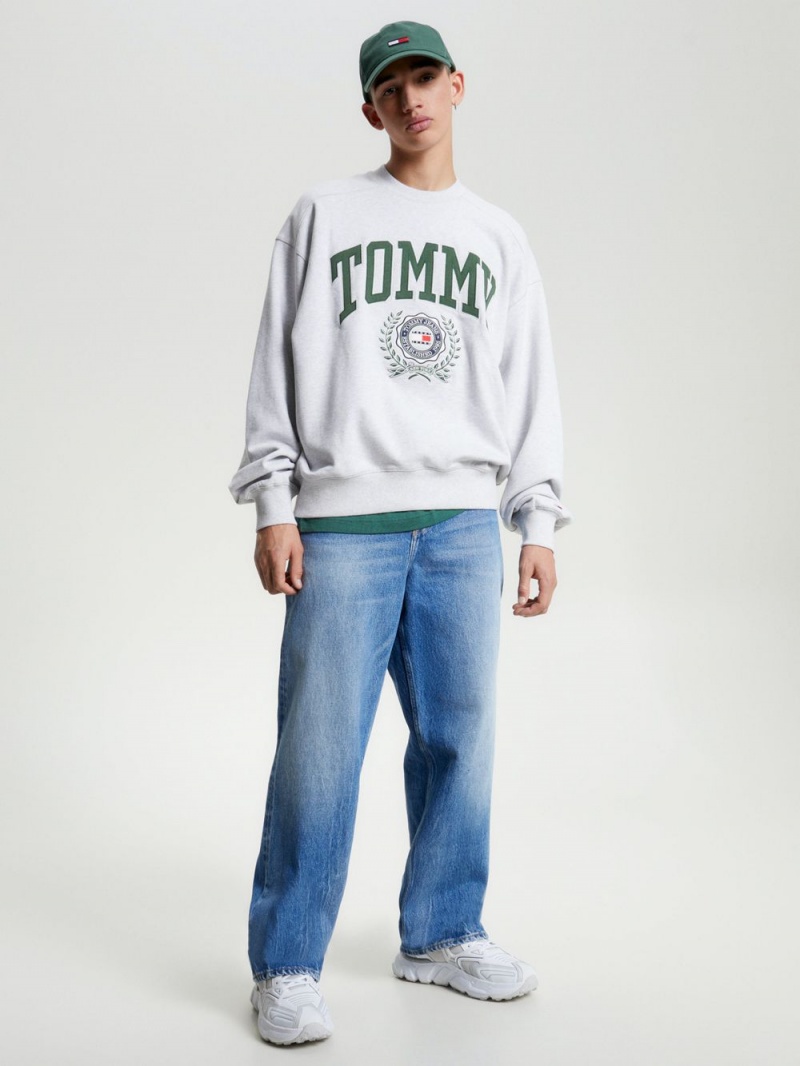 Tommy Hilfiger College Boxy Fit Logo Tröjor Herr Grå | 721-OHKAZG