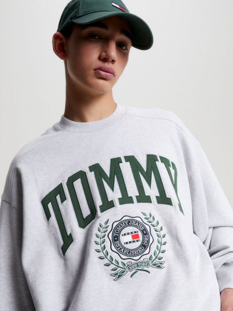 Tommy Hilfiger College Boxy Fit Logo Tröjor Herr Grå | 721-OHKAZG