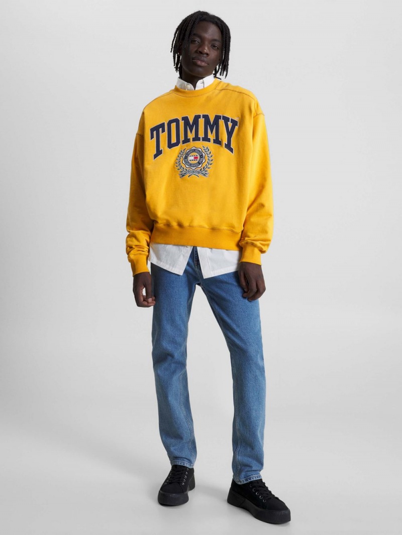 Tommy Hilfiger College Boxy Fit Logo Tröjor Herr Gula | 218-QBYSGO