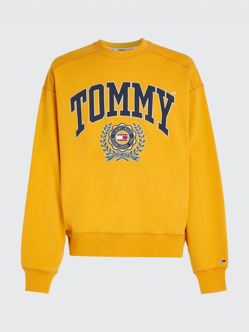 Tommy Hilfiger College Boxy Fit Logo Tröjor Herr Gula | 218-QBYSGO