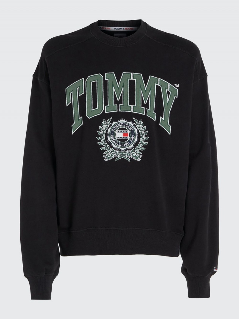 Tommy Hilfiger College Boxy Fit Logo Tröjor Herr Svarta | 368-DQMFPH