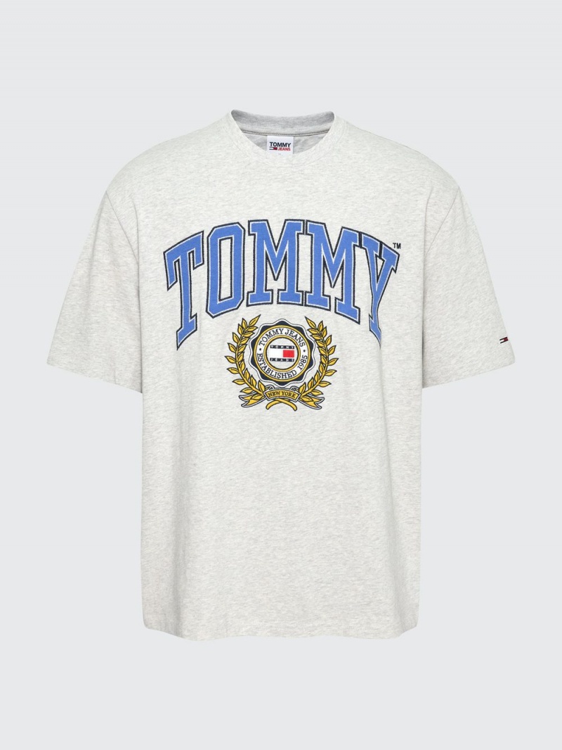 Tommy Hilfiger College Logo Oversized Fit T-shirt Herr Ljusgrå | 059-PAWHOR