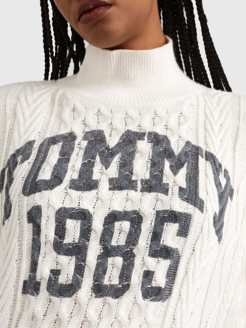 Tommy Hilfiger Colour-Blocked Cropped Cable Knit Jumpers Dam Olika Färger | 196-MNEJCF