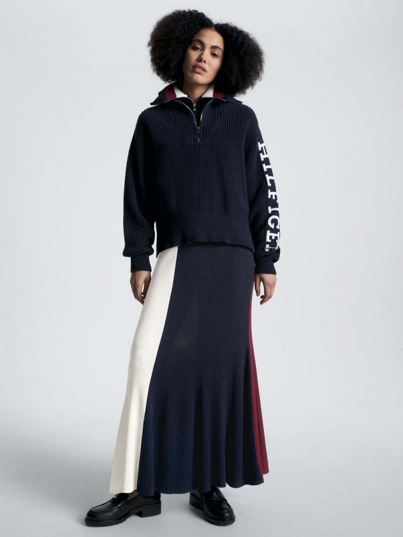 Tommy Hilfiger Colour-Blocked Fit And Flare Maxi Kjolar Dam Olika Färger | 508-KJCVRY