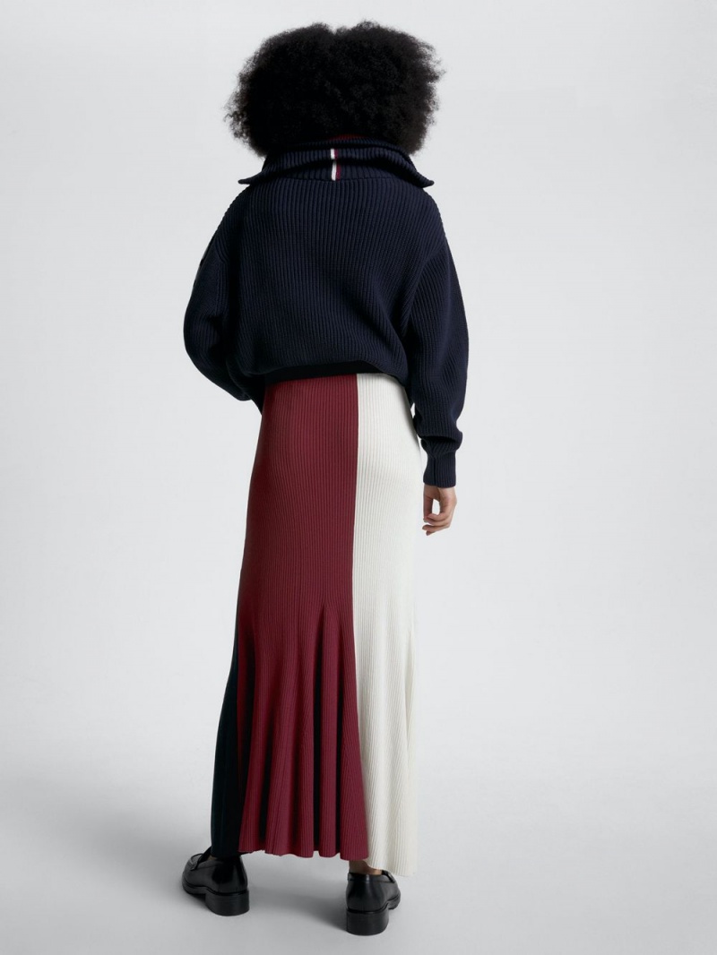 Tommy Hilfiger Colour-Blocked Fit And Flare Maxi Kjolar Dam Olika Färger | 508-KJCVRY