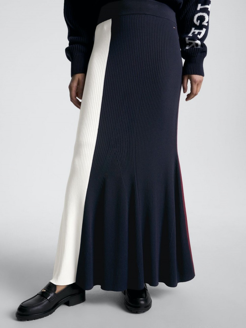 Tommy Hilfiger Colour-Blocked Fit And Flare Maxi Kjolar Dam Olika Färger | 508-KJCVRY