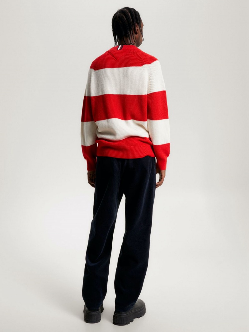 Tommy Hilfiger Colour-Blocked Mock Turtleneck Relaxed Jumpers Herr Röda | 956-ZTHRLU