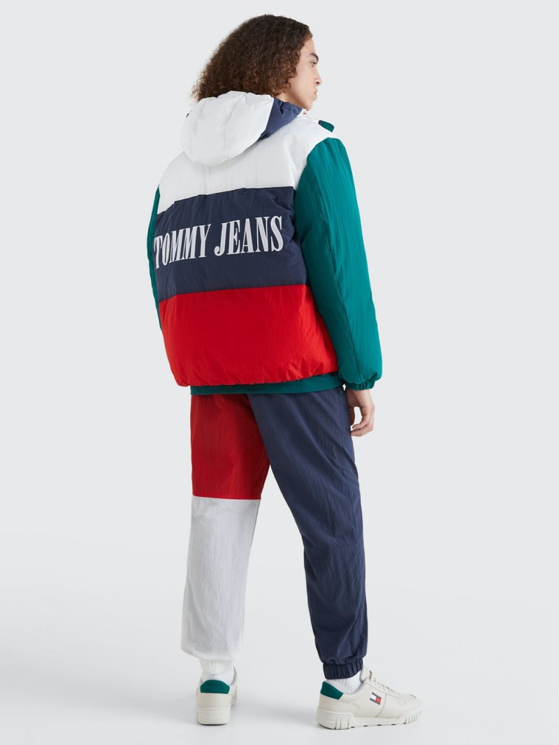 Tommy Hilfiger Colour-Blocked Oversized Hooded Puffer Jackor Herr Olika Färger | 253-UHJSTO