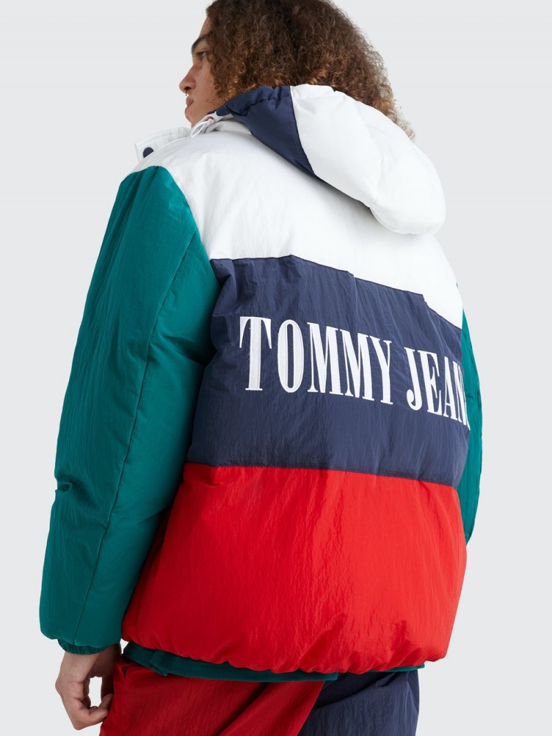 Tommy Hilfiger Colour-Blocked Oversized Hooded Puffer Jackor Herr Olika Färger | 253-UHJSTO