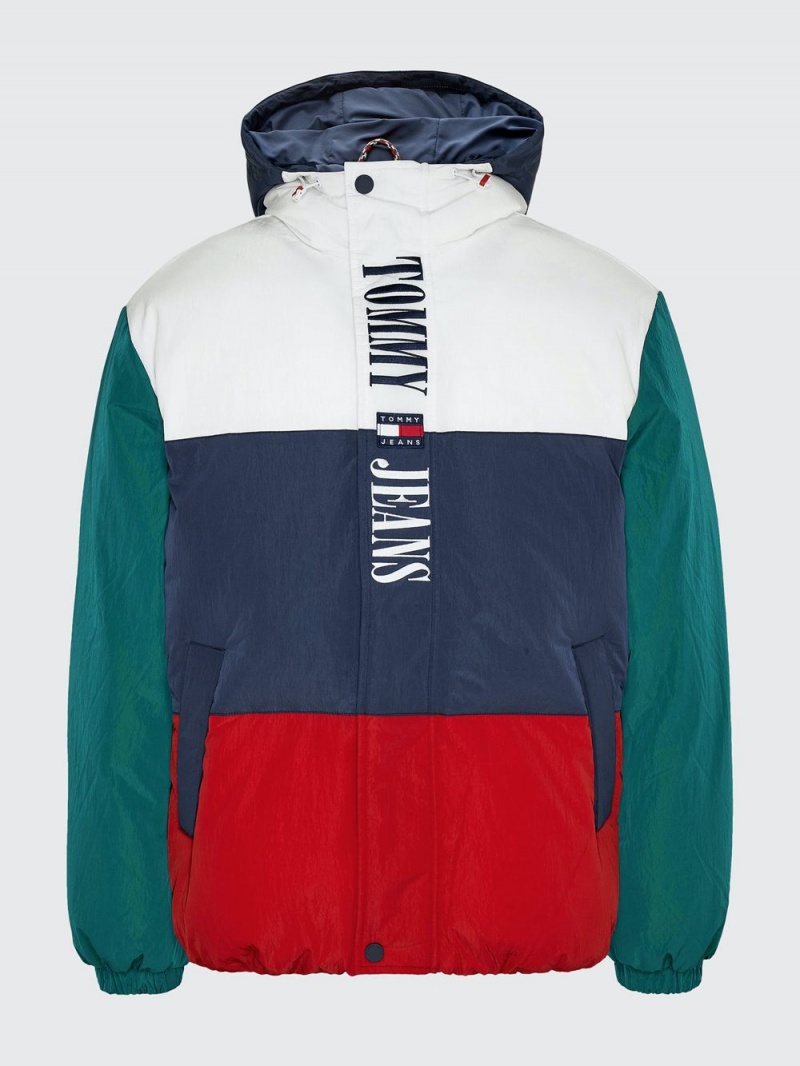 Tommy Hilfiger Colour-Blocked Oversized Hooded Puffer Jackor Herr Olika Färger | 253-UHJSTO