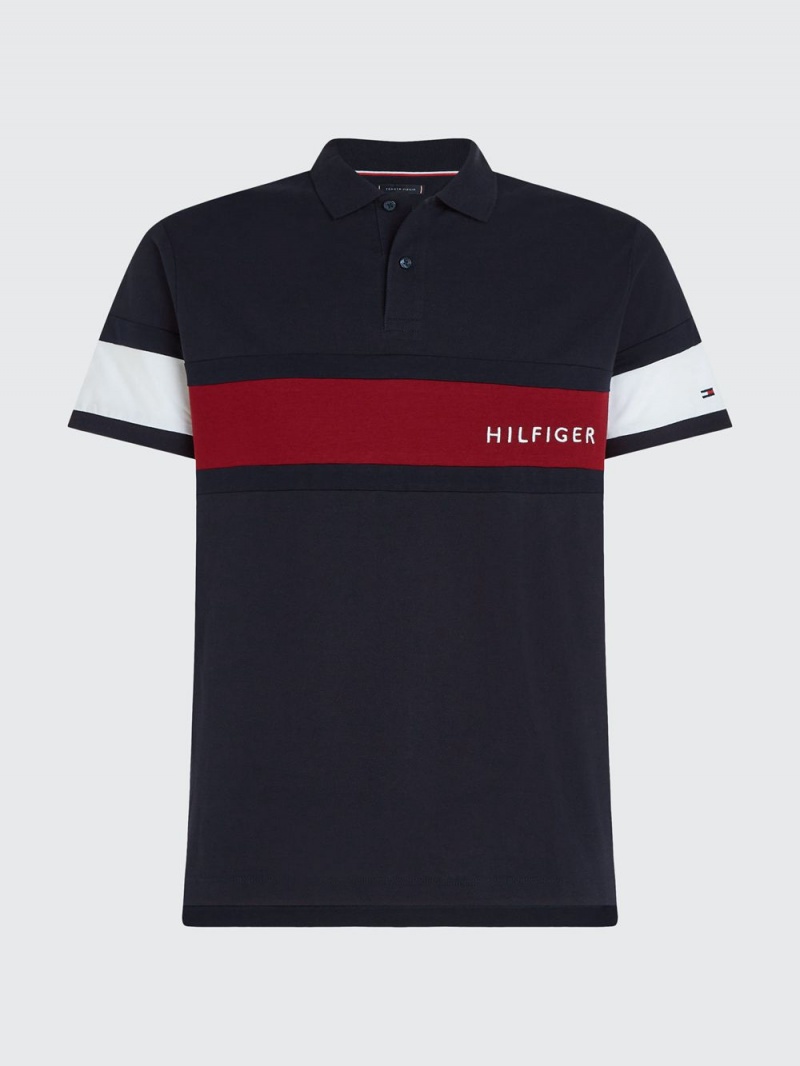 Tommy Hilfiger Colour-Blocked Regular Fit Piketröja Herr Marinblå | 586-SQMCGN