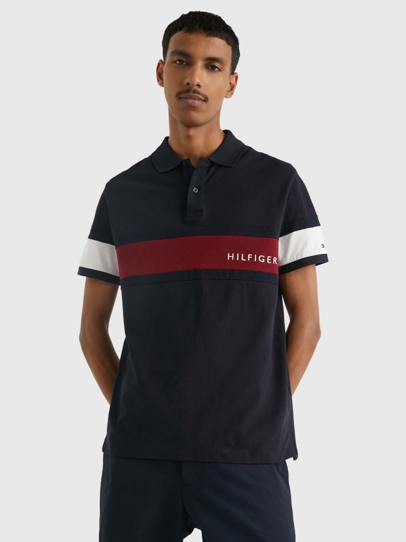 Tommy Hilfiger Colour-Blocked Regular Fit Piketröja Herr Marinblå | 586-SQMCGN