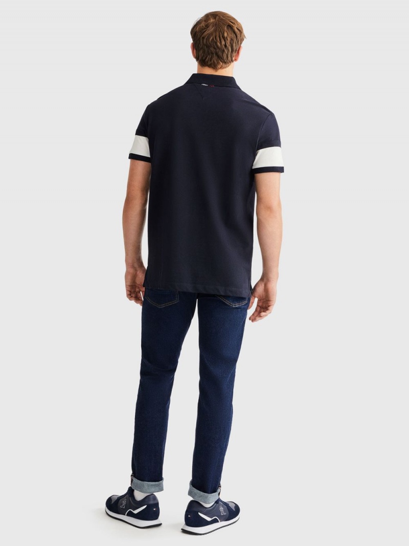 Tommy Hilfiger Colour-Blocked Regular Fit Piketröja Herr Marinblå | 586-SQMCGN