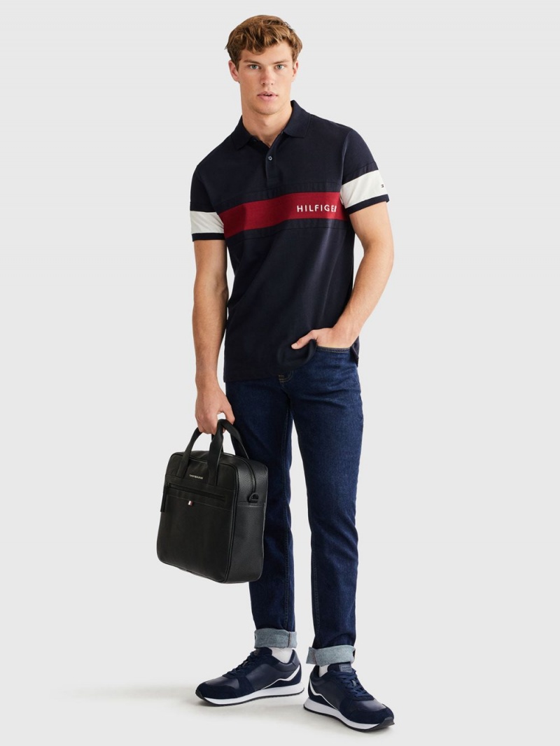 Tommy Hilfiger Colour-Blocked Regular Fit Piketröja Herr Marinblå | 586-SQMCGN