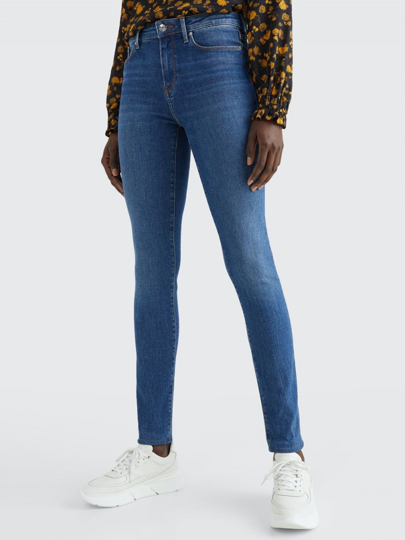 Tommy Hilfiger Como Mid Rise Mager Flex Jeans Dam Blå | 941-LFWTBC