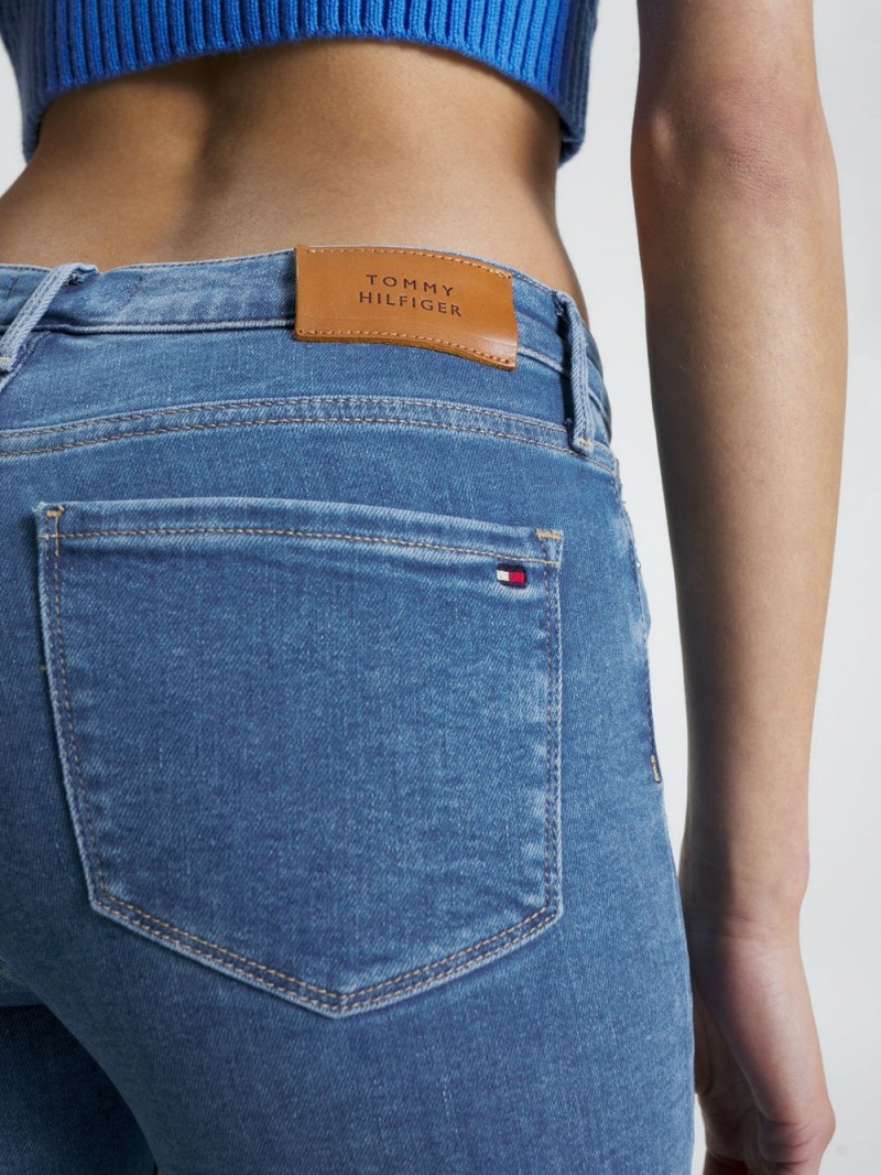 Tommy Hilfiger Como Mid Rise Mager Flex Jeans Dam Blå | 157-TQOWER