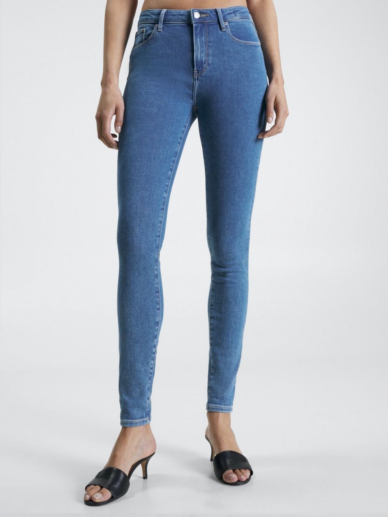 Tommy Hilfiger Como Mid Rise Mager Flex Jeans Dam Blå | 157-TQOWER