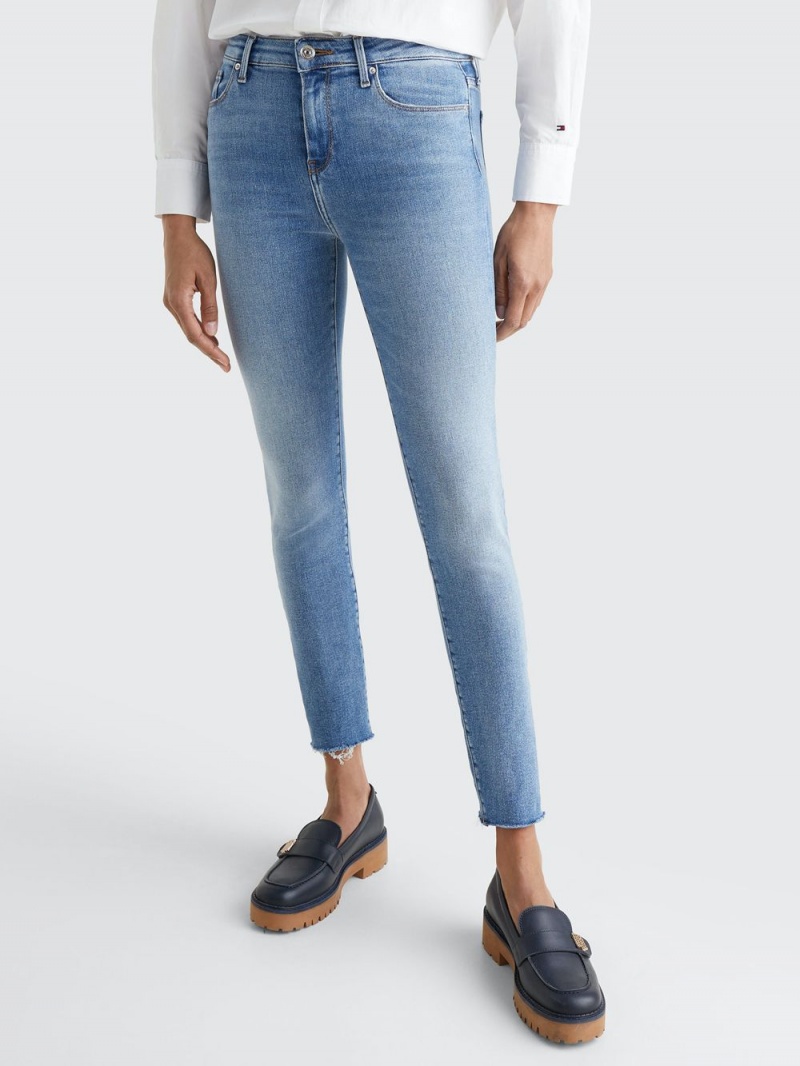 Tommy Hilfiger Como Mid Rise Mager Jeans Dam Blå | 635-IJQRWN