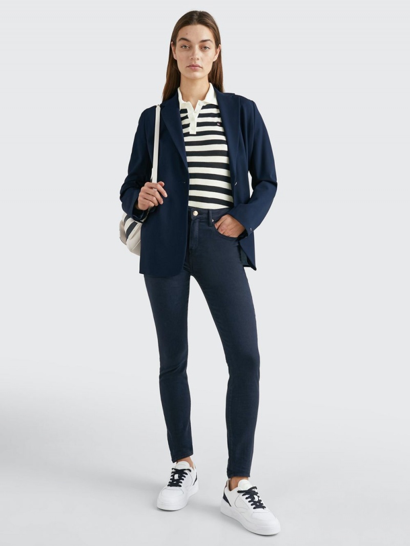 Tommy Hilfiger Como Mid Rise Mager Jeans Dam Marinblå | 725-FQYPZB