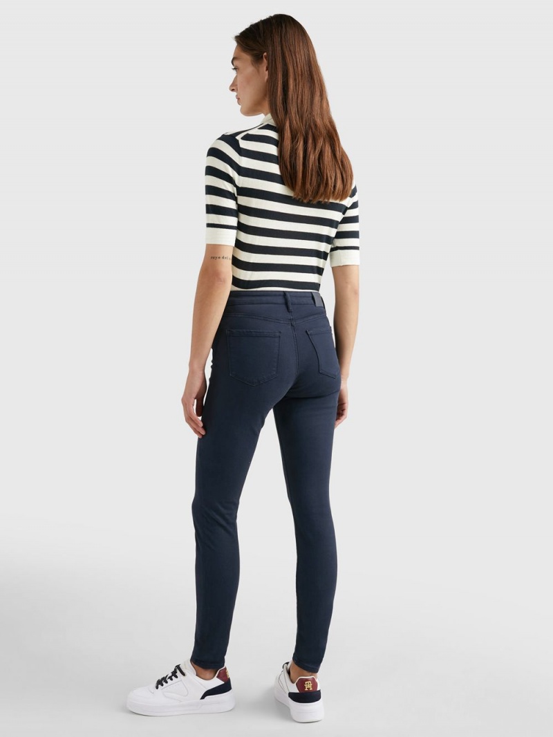 Tommy Hilfiger Como Mid Rise Mager Jeans Dam Marinblå | 725-FQYPZB