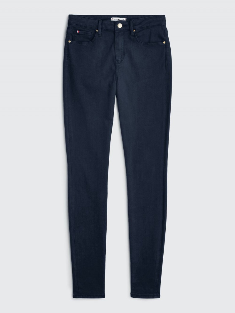 Tommy Hilfiger Como Mid Rise Mager Jeans Dam Marinblå | 725-FQYPZB