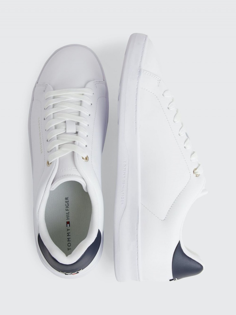 Tommy Hilfiger Contrast Heel Läder Cupsole Sneakers Herr Vita | 428-FENWHC